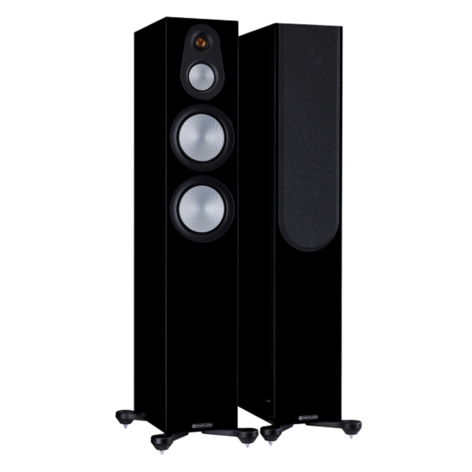 pair of Monitor Audio Silver Series 300 7G Floorstanding Speakers in gloss black color