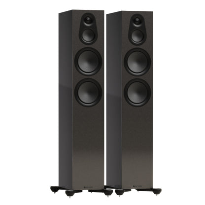 pair of Monitor Audio Silver Series 300 7G Floorstanding Speakers in carbon metallic black color
