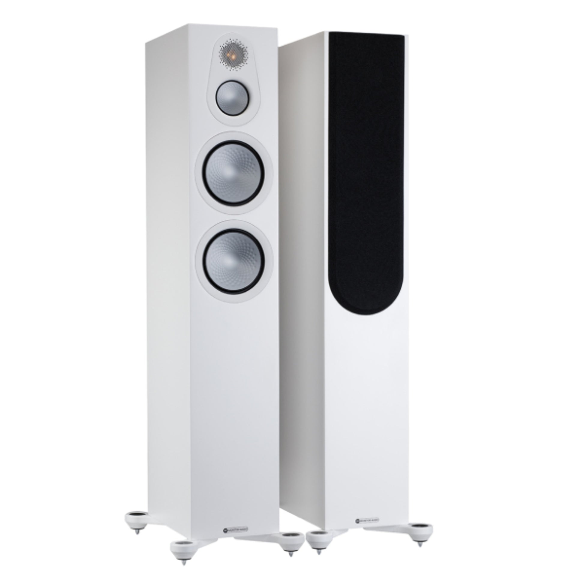 pair of Monitor Audio Silver Series 300 7G Floorstanding Speakers in white color