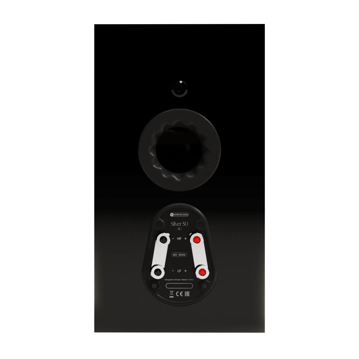 back side of monitor audio silver 50 8g speaker