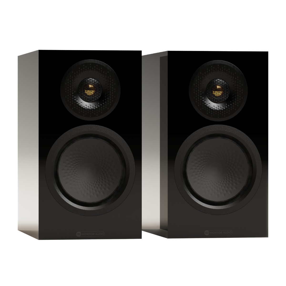 pair of monitor audio silver 50 8g speakers in black