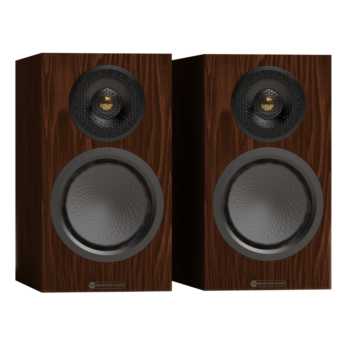pair of monitor audio silver 50 8g speakers in walnut
