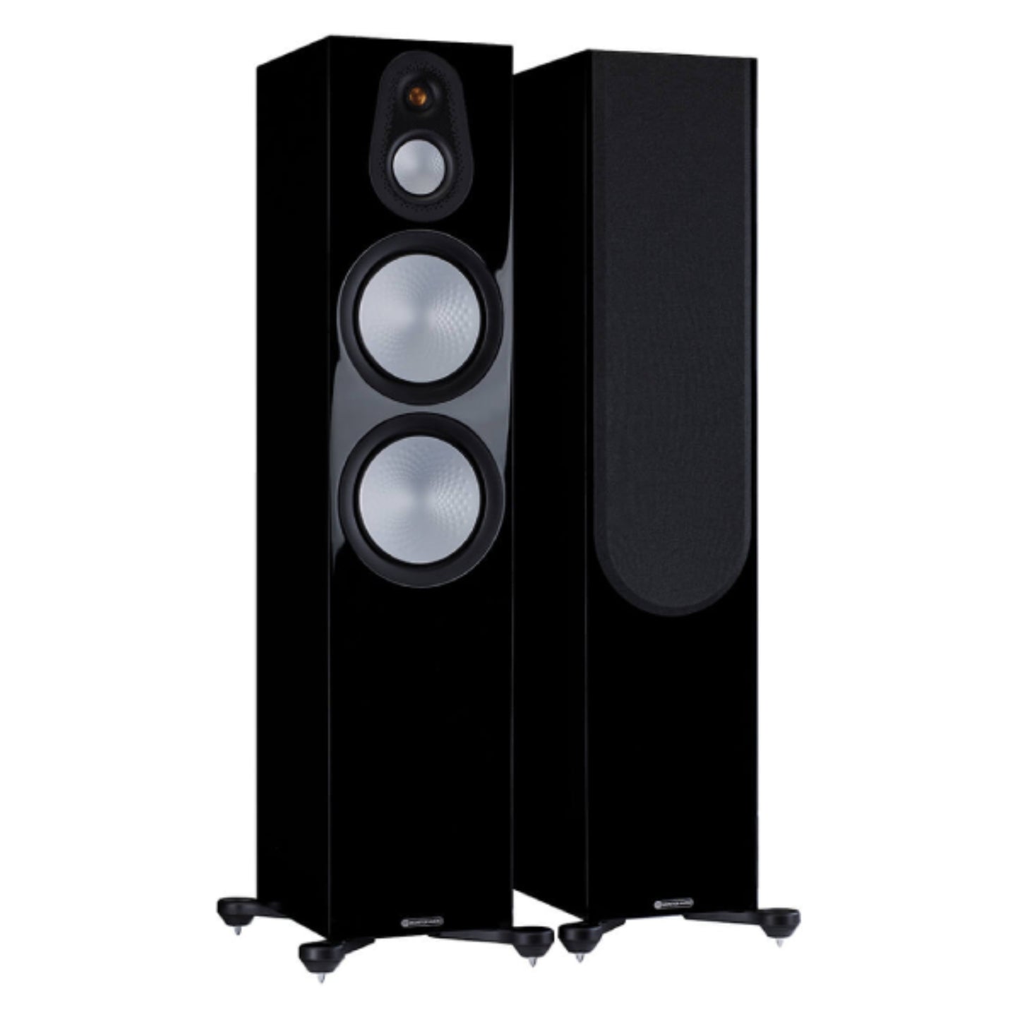 pair of Monitor Audio Silver Series 500 7G Floorstanding Speakers in gloss black color