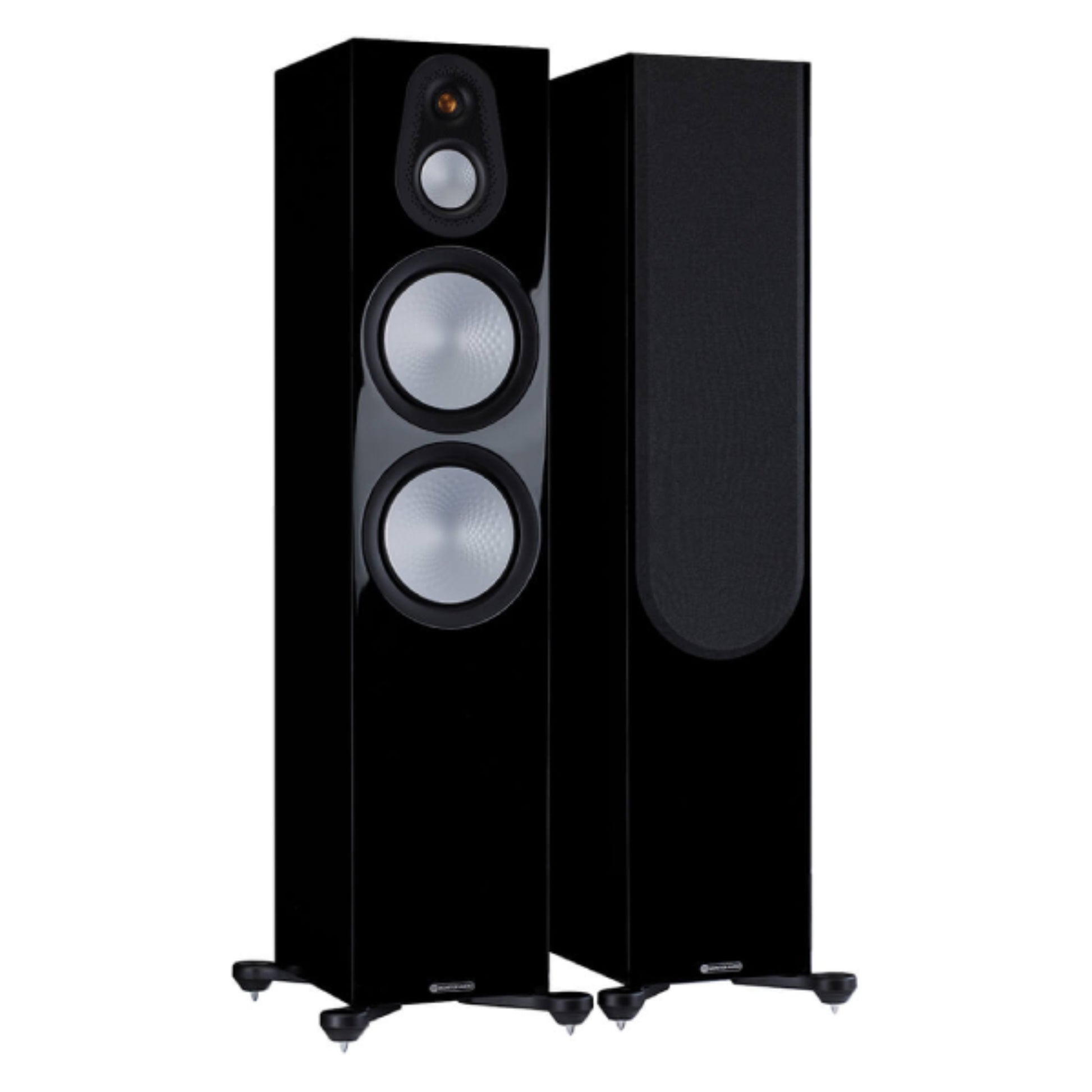 pair of Monitor Audio Silver Series 500 7G Floorstanding Speakers in gloss black color