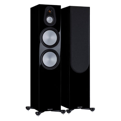 pair of Monitor Audio Silver Series 500 7G Floorstanding Speakers in gloss black color