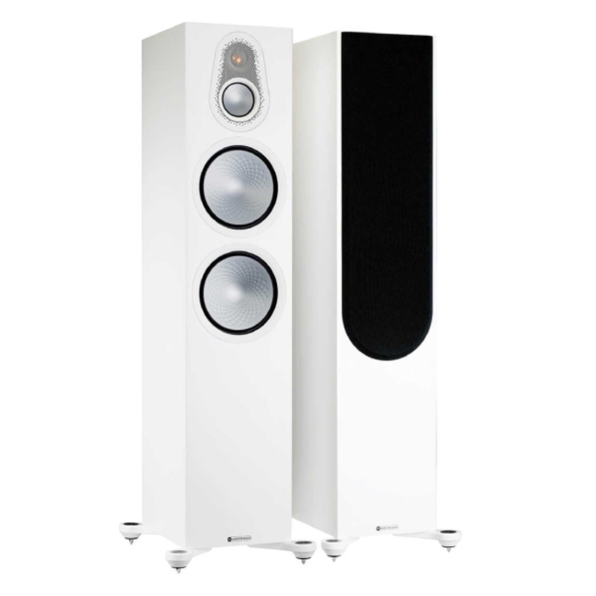 pair of Monitor Audio Silver Series 500 7G Floorstanding Speakers in white color