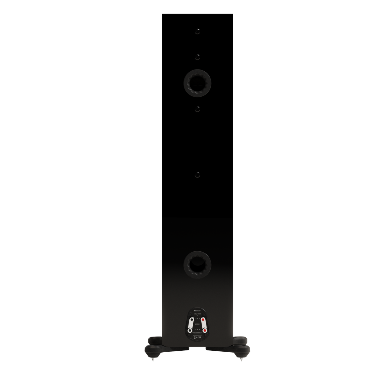back side of monitor audio silver 500 8g floorstanding speaker