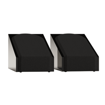pair of monitor audio silver ams 8g speakers in black with grilles