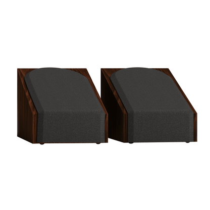 pair of monitor audio silver ams 8g speakers in walnut with grilles