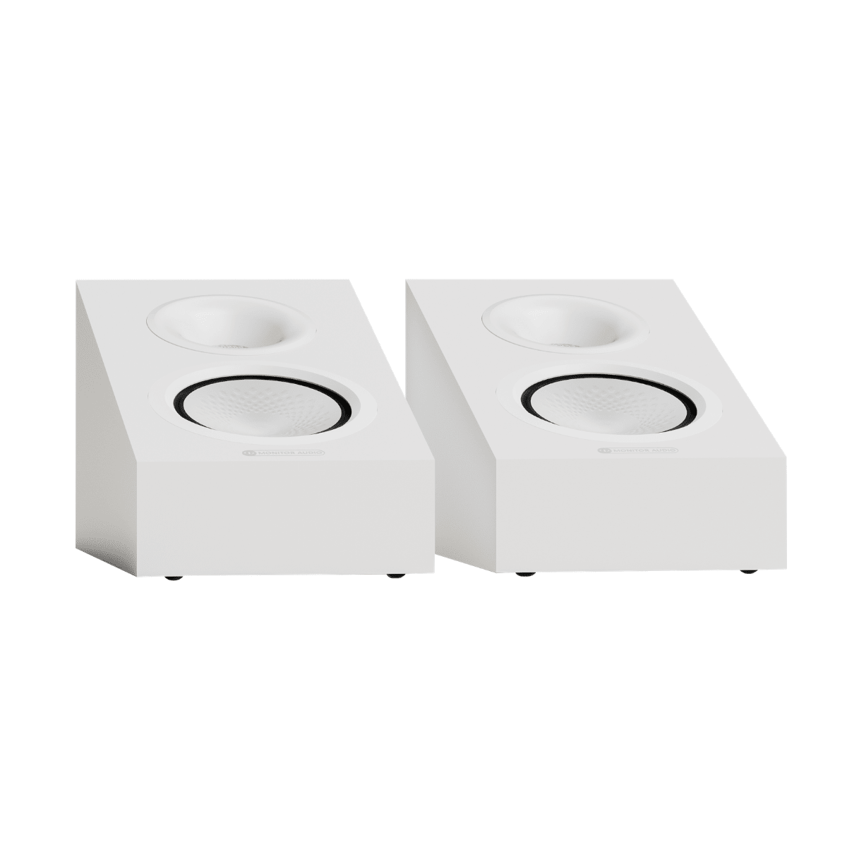 pair of monitor audio silver ams 8g speakers in white