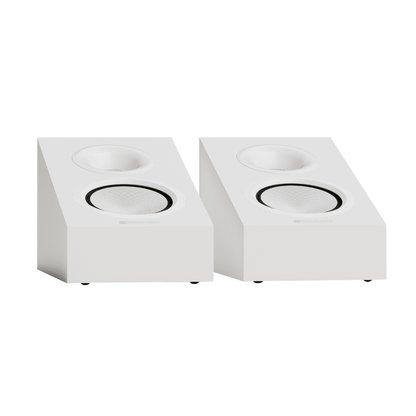 pair of monitor audio silver ams 8g speakers in white