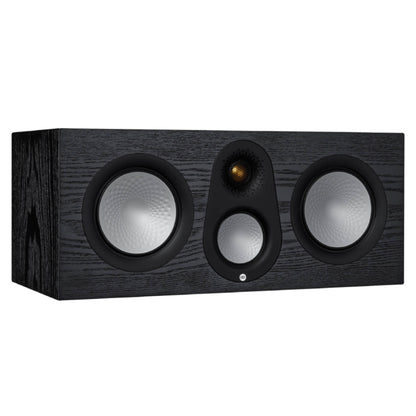front view of monitor audio silver c250 7g center speaker in black oak