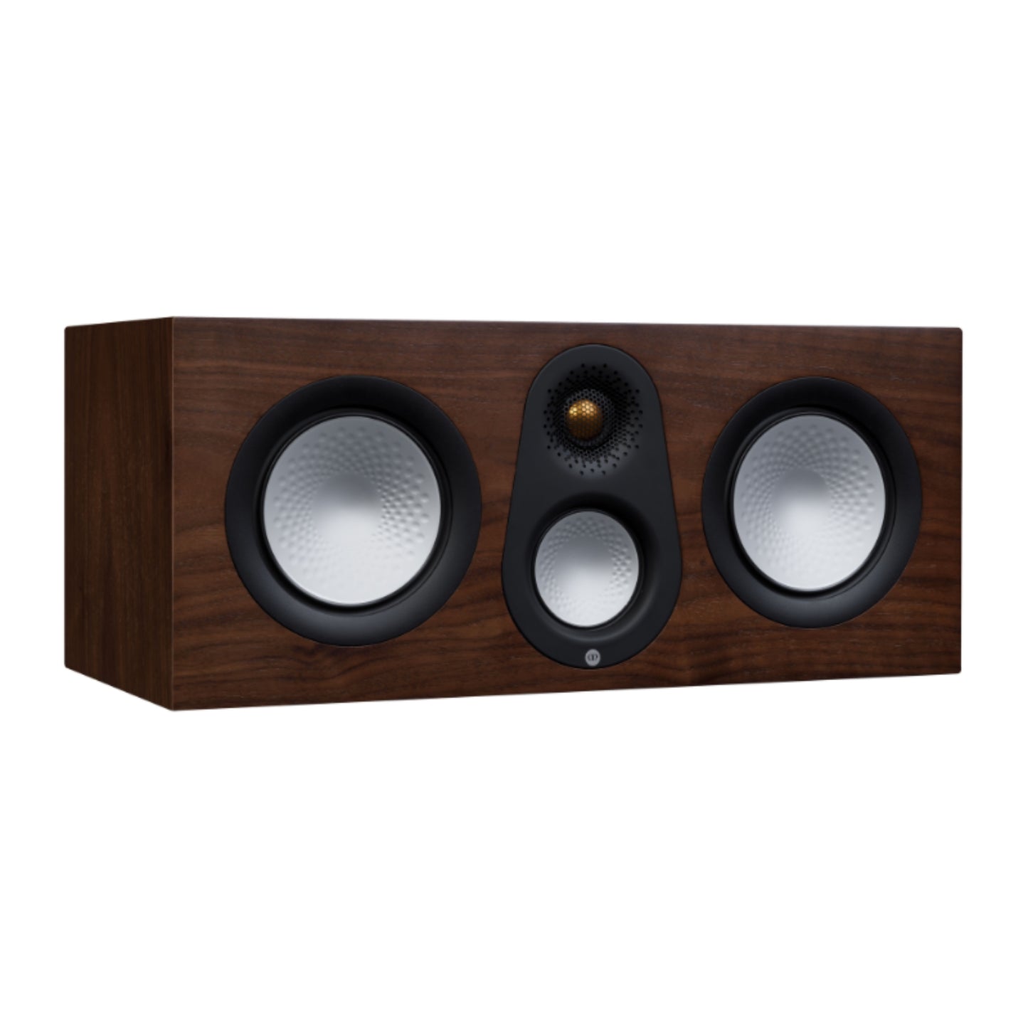 front view of monitor audio silver c250 7g center speaker in walnut color