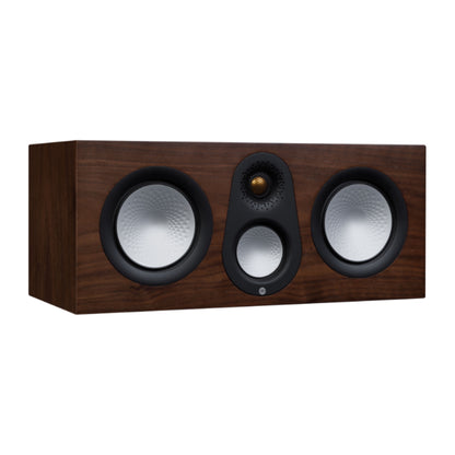front view of monitor audio silver c250 7g center speaker in walnut color