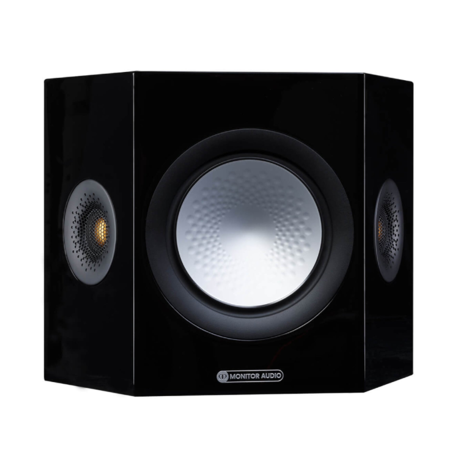 front view of monitor audio silver fx 7g surround speaker in black