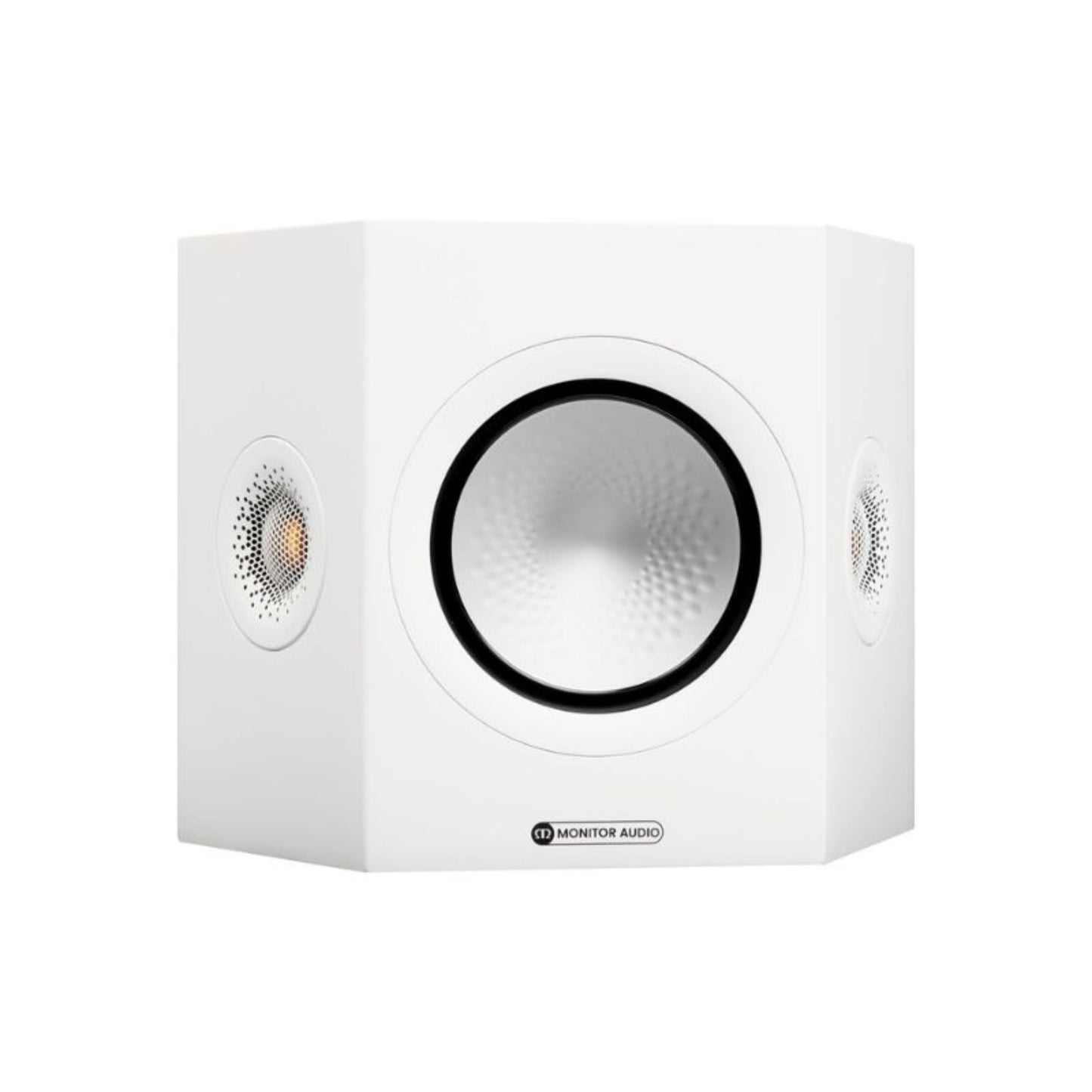 front view of monitor audio silver fx 7g surround speaker in white