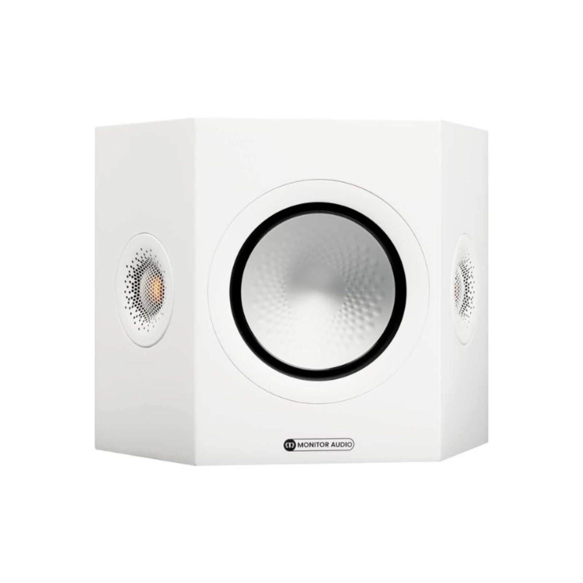 front view of monitor audio silver fx 7g surround speaker in white