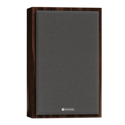 monitor audio silver on wall 8g speaker in walnut with grilles