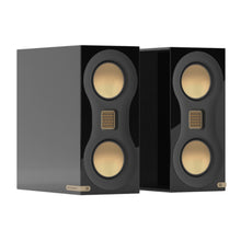 pair of monitor audio studio 89 bookshelf speakers