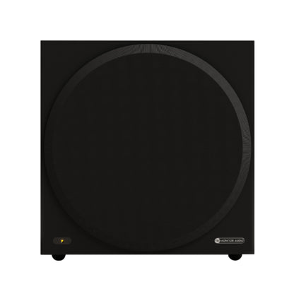 front view of monitor audio vestra w10 subwoofer in black