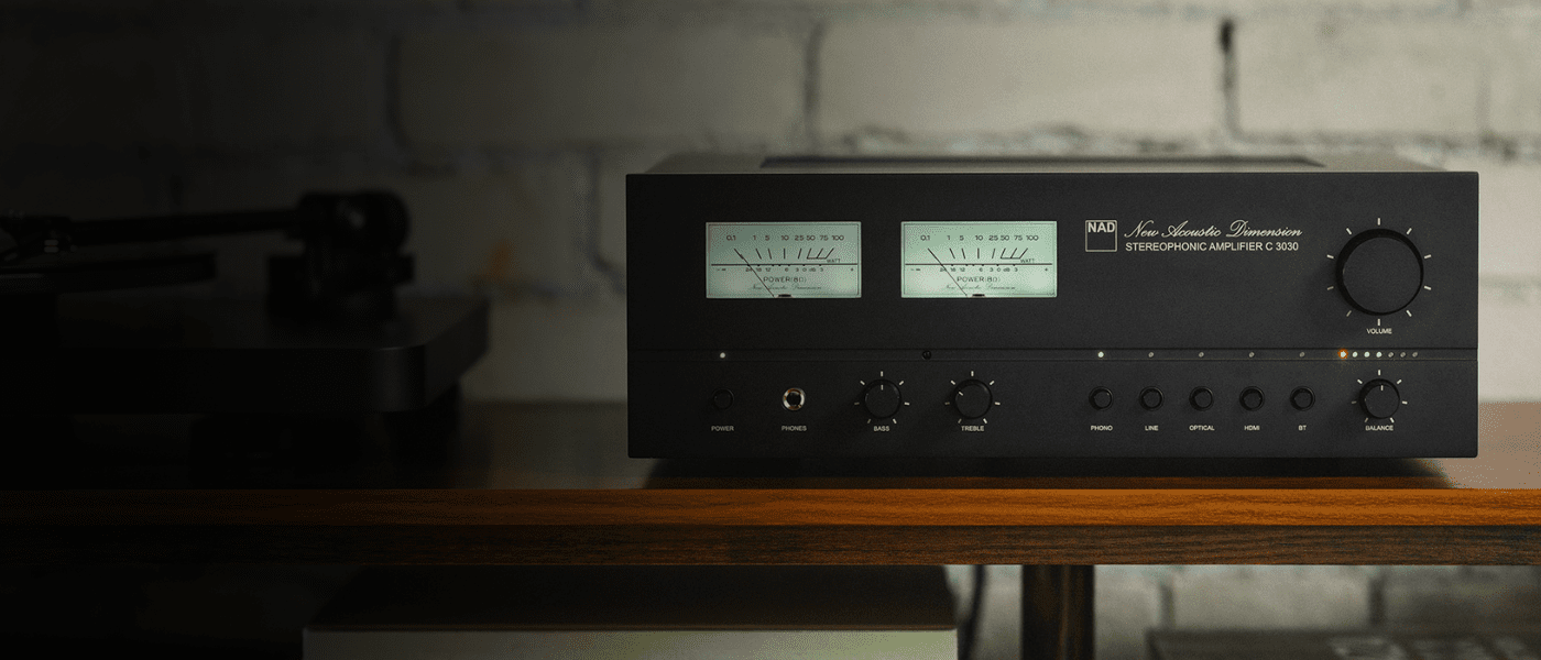 Nad c3030 amp on a shelf