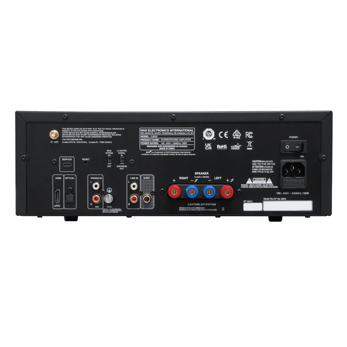 NAD C3030 integrated amp back panel