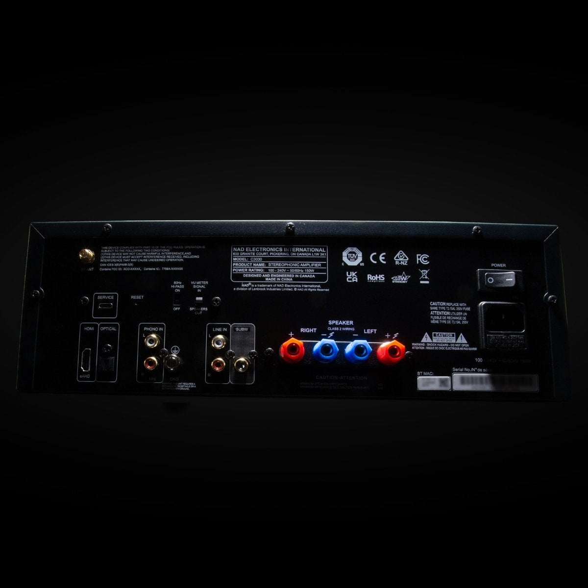 NAD C3030 integrated amp back panel