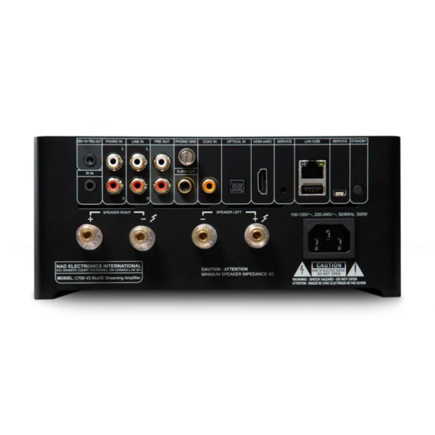 back panel of nad c700 v2 streaming amp