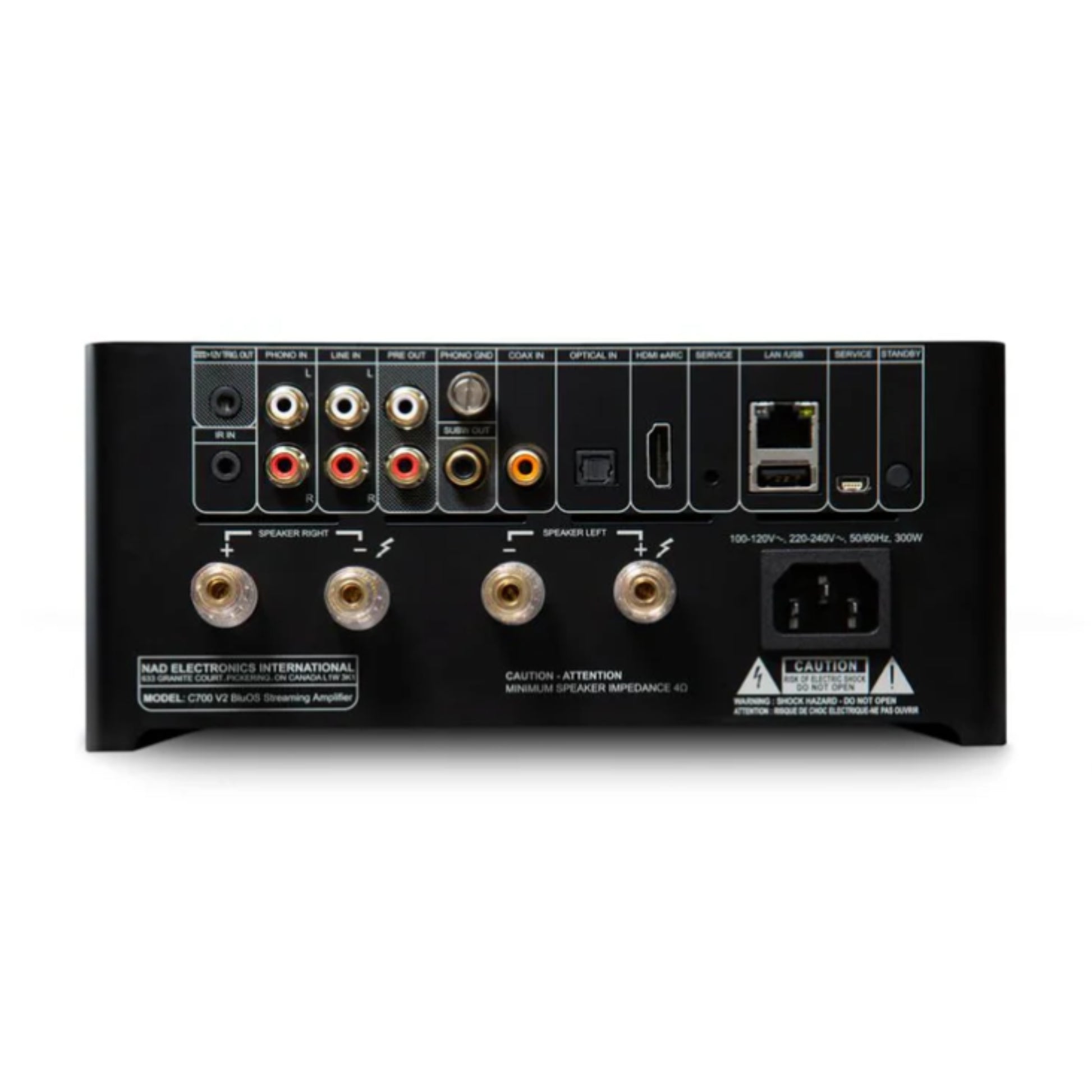 back panel of nad c700 v2 streaming amp