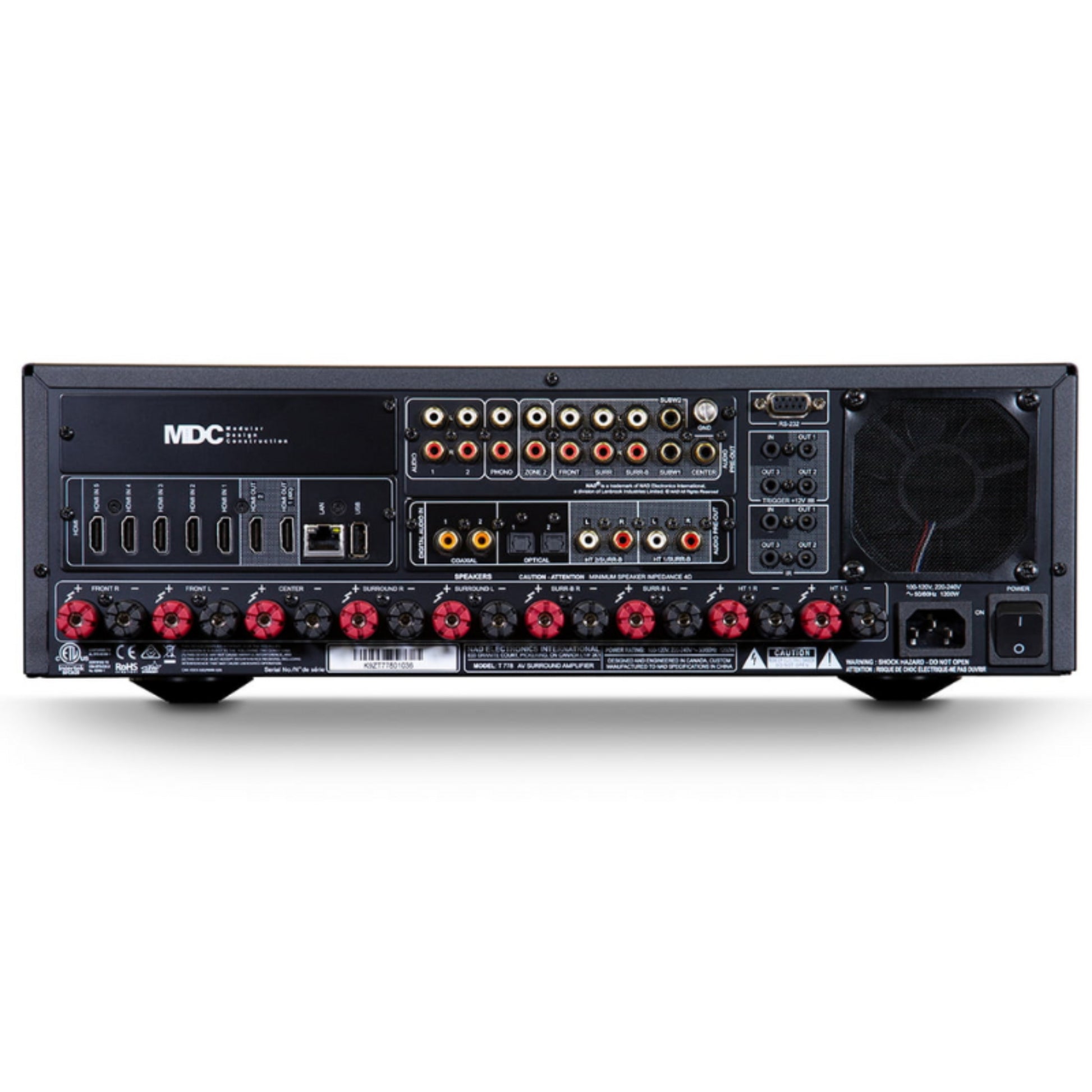 back panel of nad t778 av receiver