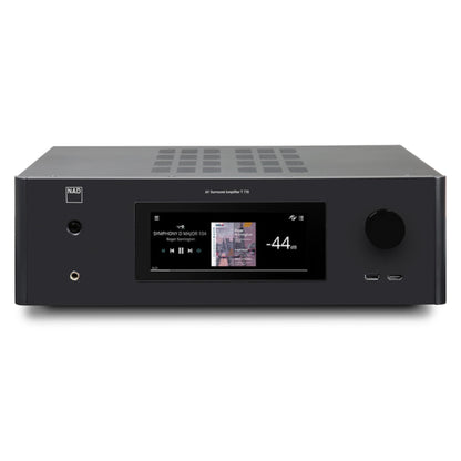 front view of black nad t778 av receiver