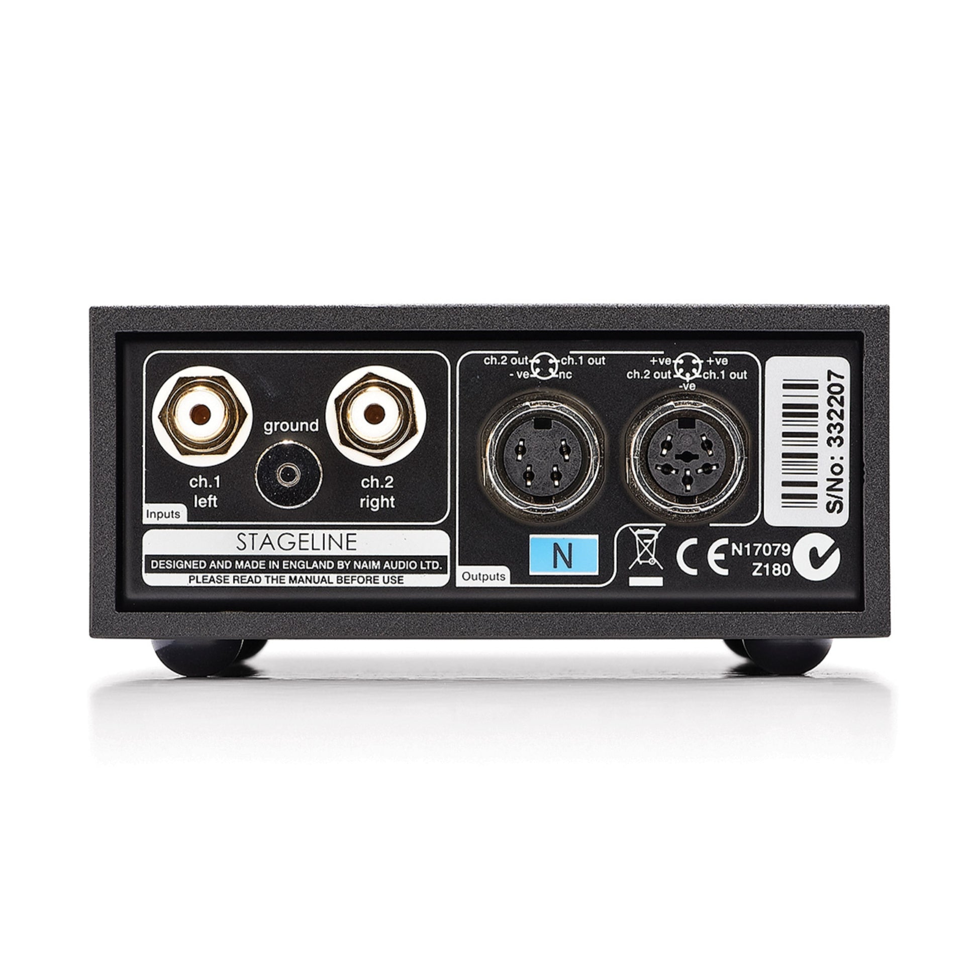 back view of naim stageline phono stage in black color