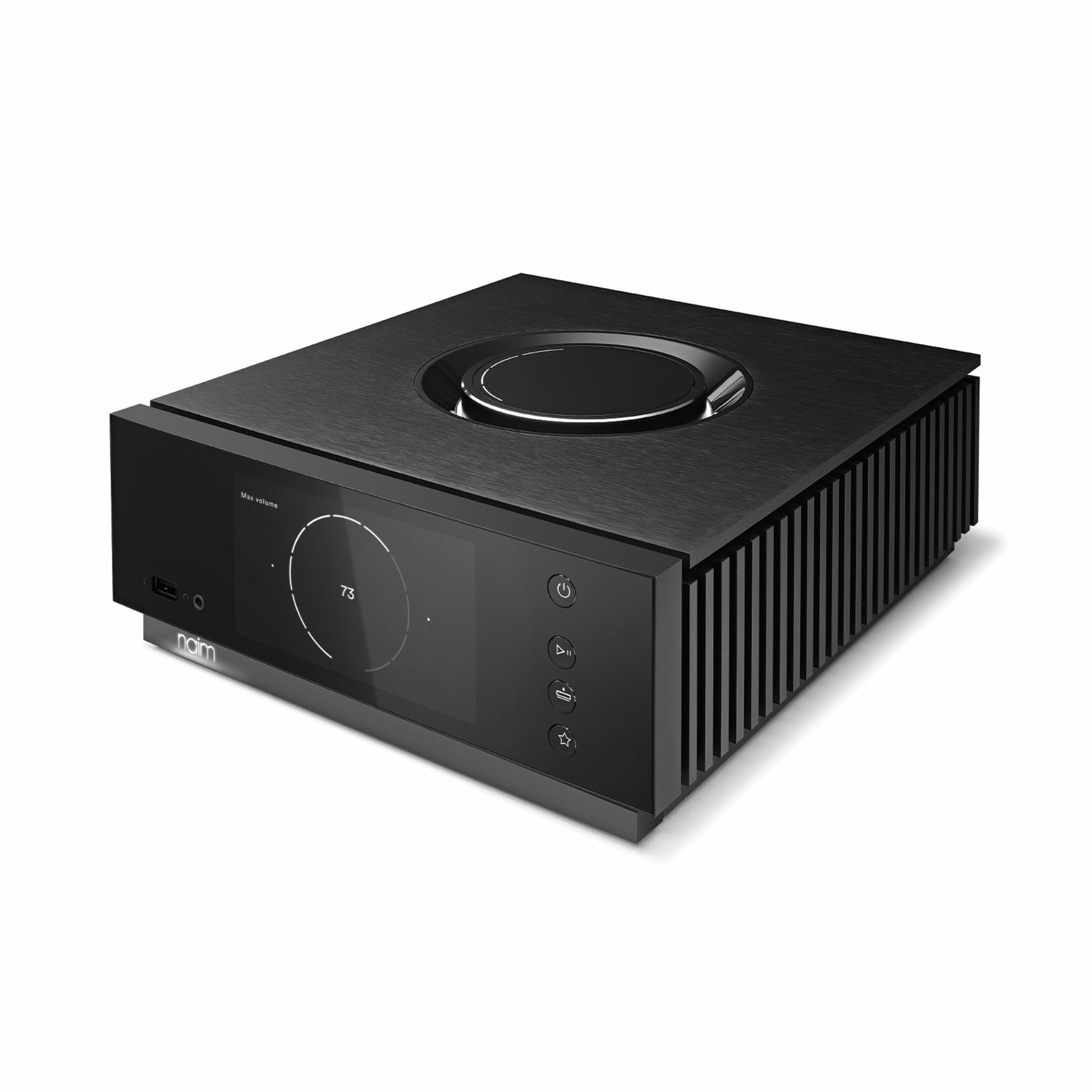 top view of black naim uniti atom streaming amplifier