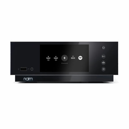 front view of black naim uniti atom streaming amplifier