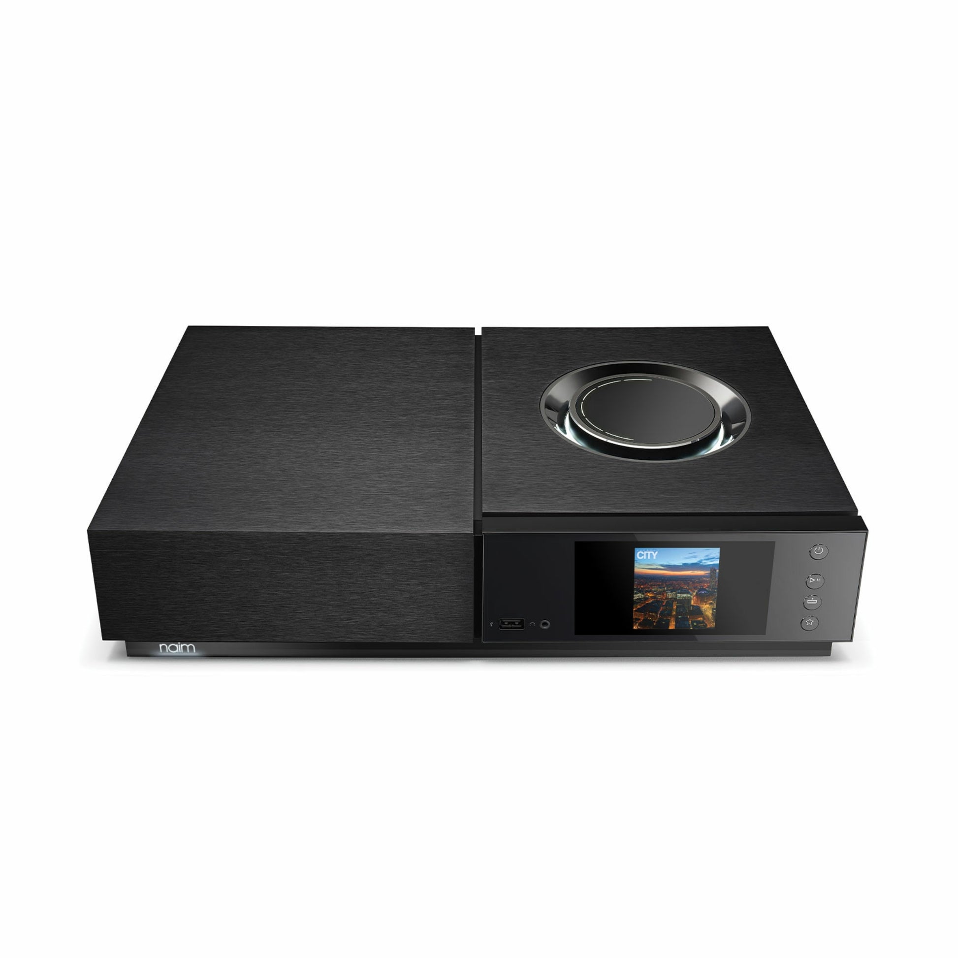 front/top view of naim uniti nova streaming amp in black color