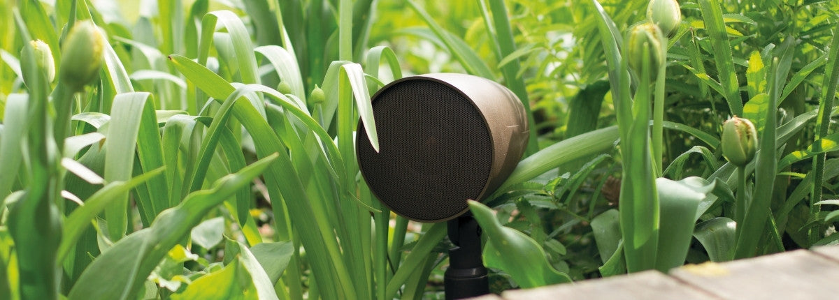outdoor speaker in grass