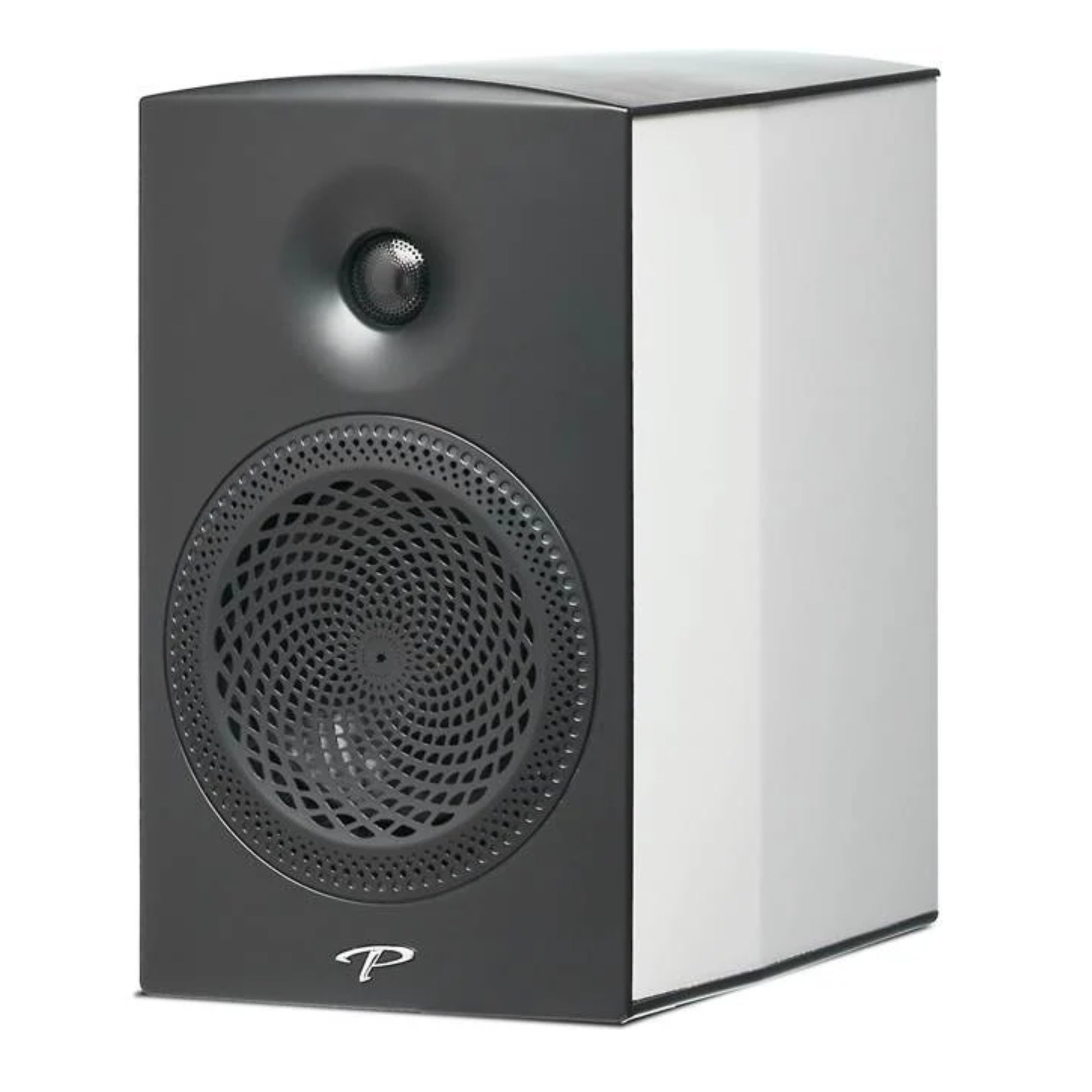 black and white paradigm 200b bookshelf speaker front view