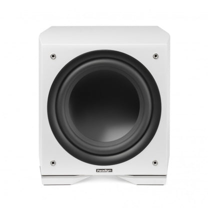 front view of paradigm defiance s10 subwoofer in white