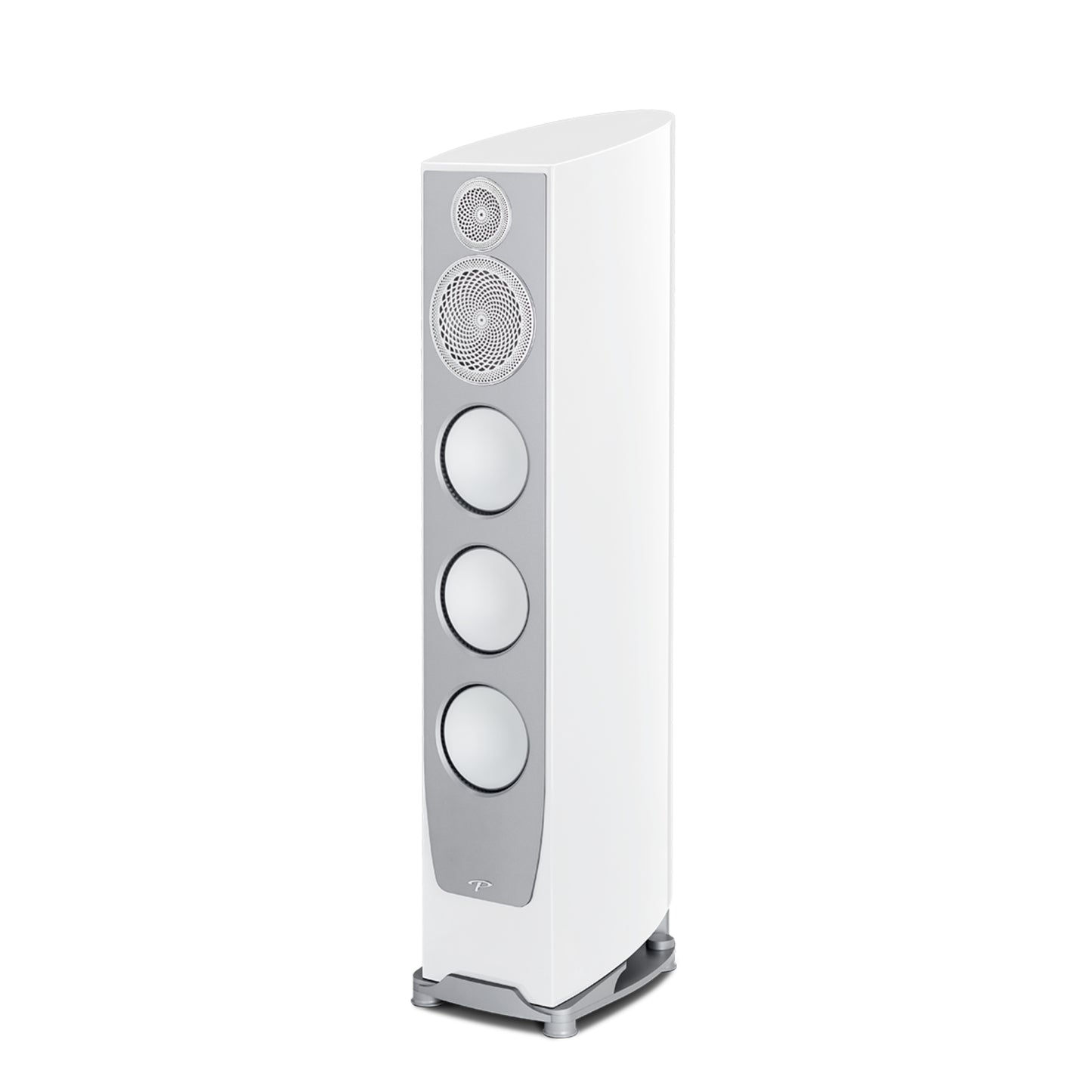 White floor-standing speaker on a white background