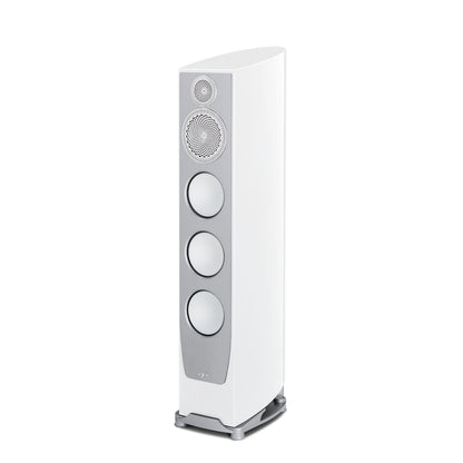 White floor-standing speaker on a white background