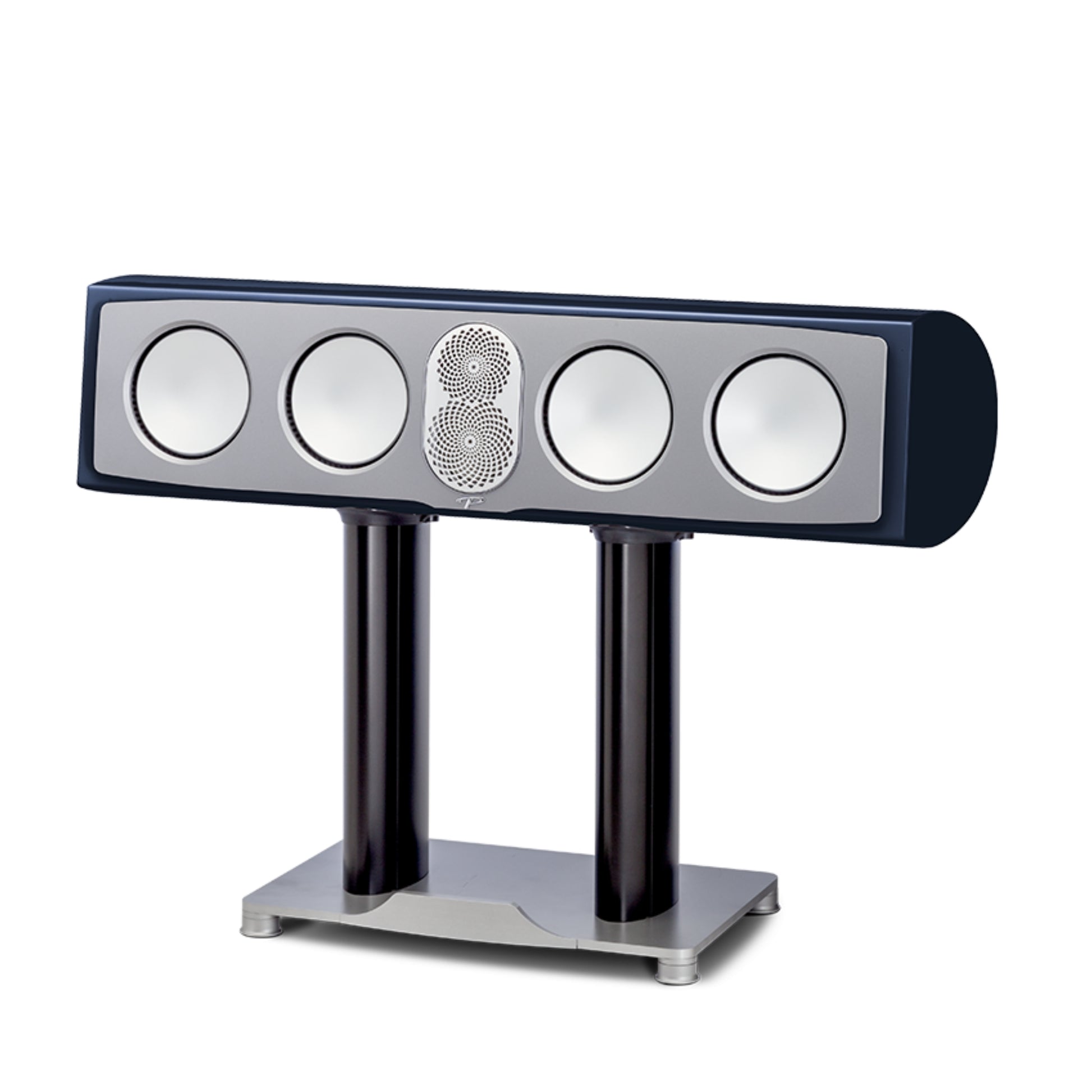 Center channel speaker with four driver units on a white background