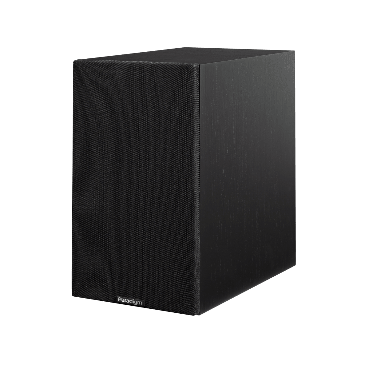 Black/walnut Paradigm Premier 120B V2 bookshelf speaker with grill
