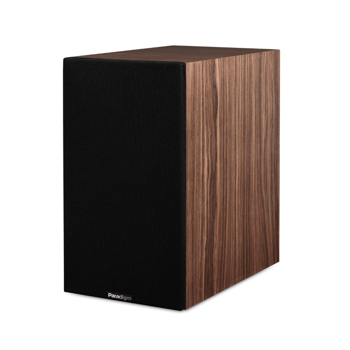 walnut Paradigm Premier 120B V2 bookshelf speaker with grill