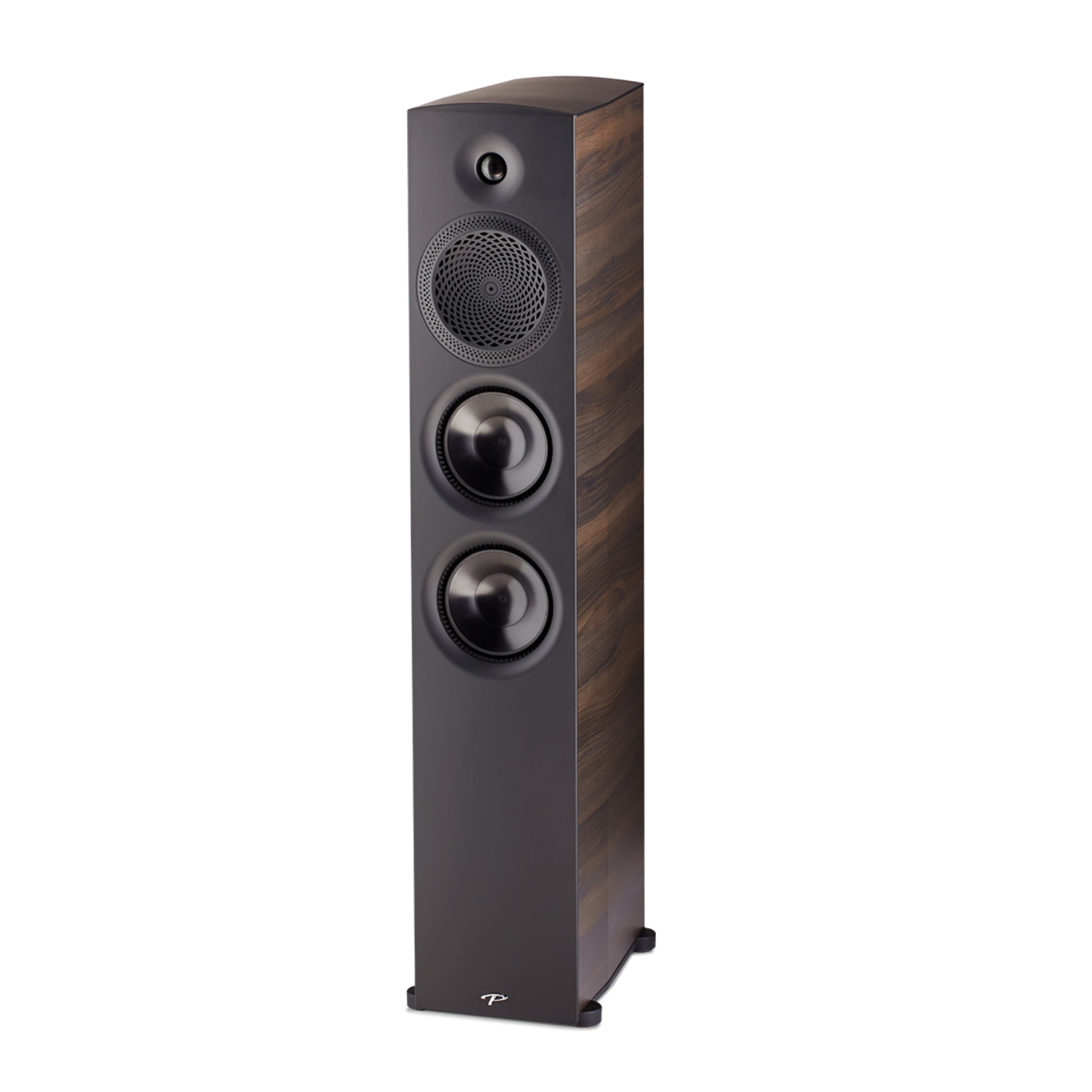 angled front view of paradigm premier 800f floorstanding speaker in espresso color