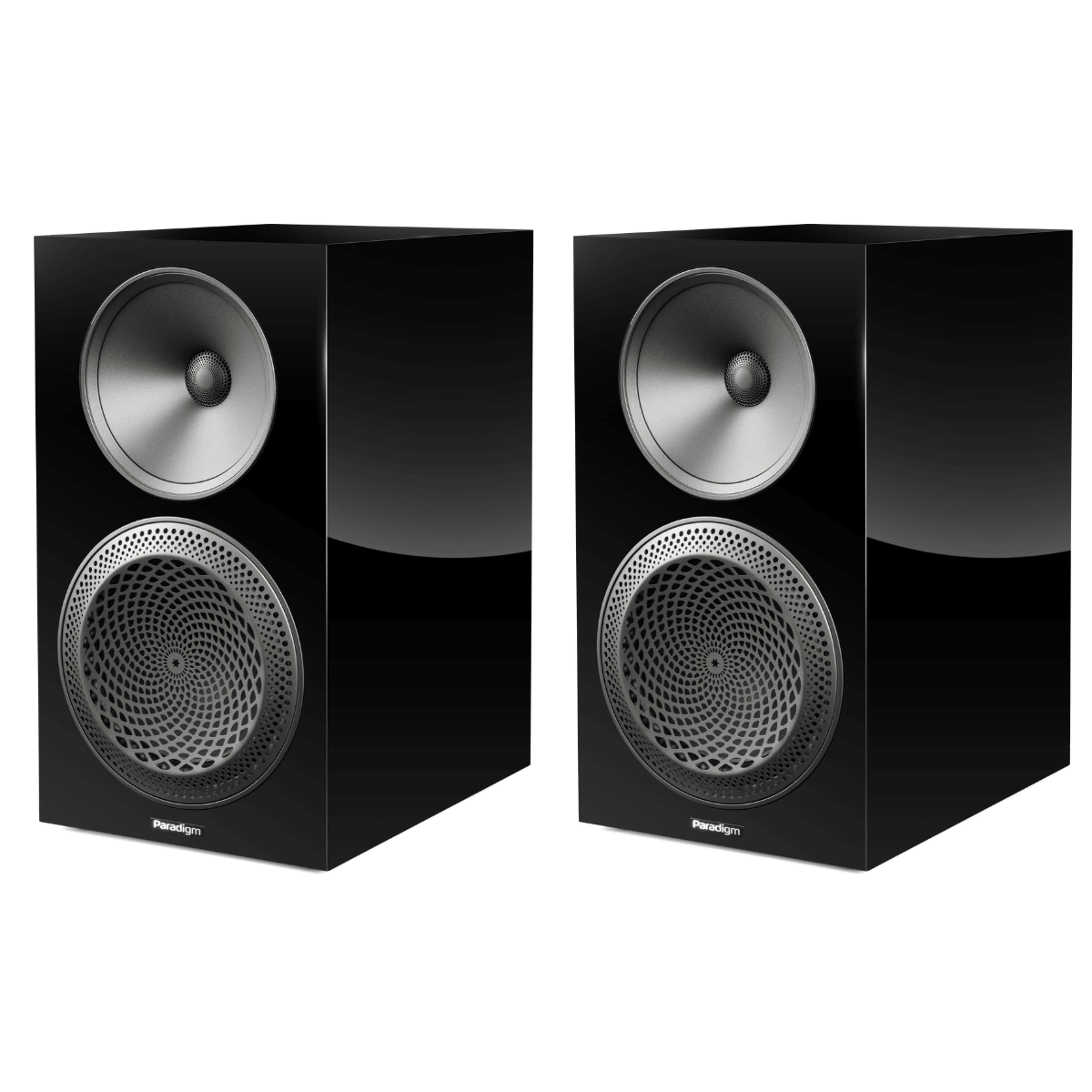 Black Pair of Paradigm Premier 220b v2 bookshelf speakers