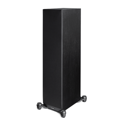 black/walnut Paradigm Premier V2 720f floorstanding speaker with grill