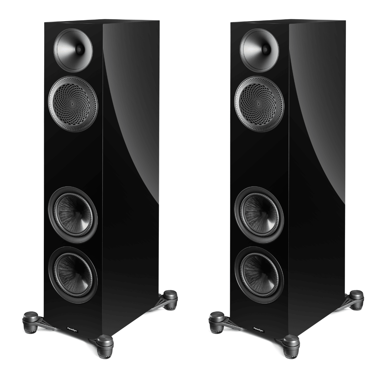 black Pair of Paradigm Premier V2 720f floorstanding speakers