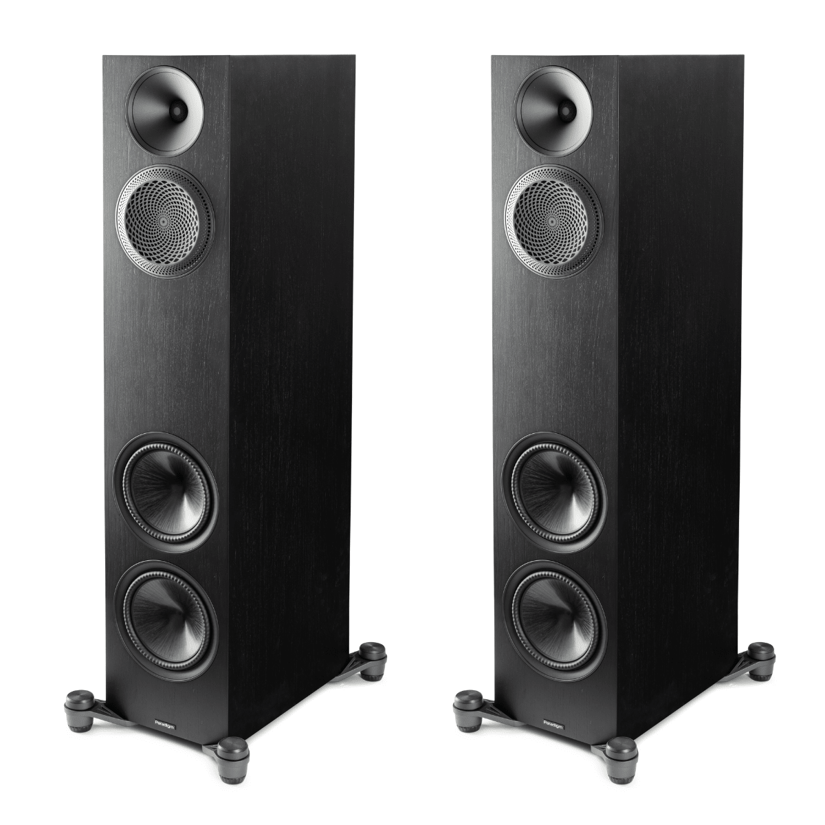 black/walnut pair of paradigm premier v2 820f floorstanding speakers