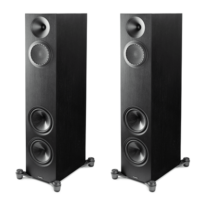 black/walnut pair of paradigm premier v2 820f floorstanding speakers