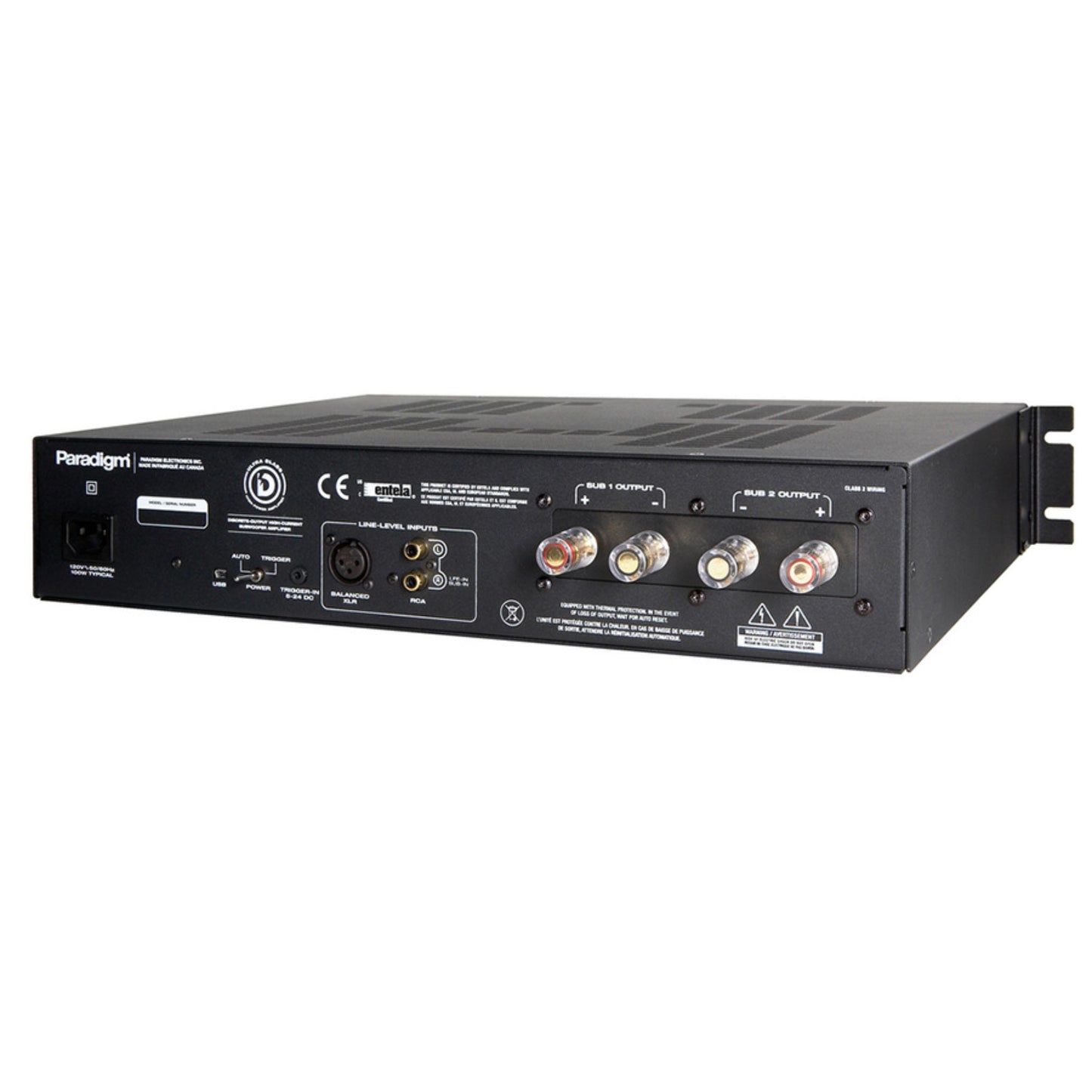 back panel of paradigm x850 power amp